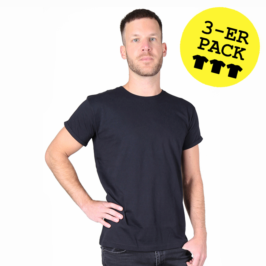 3-er Pack BASIC Männer T-Shirt Schwarz