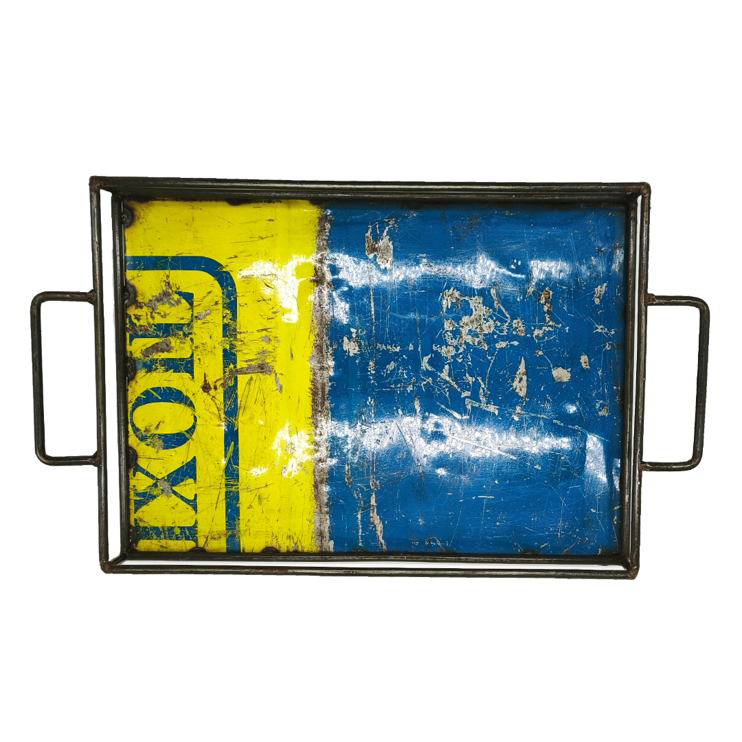 Tablett L 40 x 30 cm aus recycelten Ölfässern
 Made in Burkina Faso