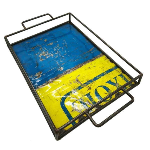 Tablett L 40 x 30 cm aus recycelten Ölfässern Made in Burkina Faso