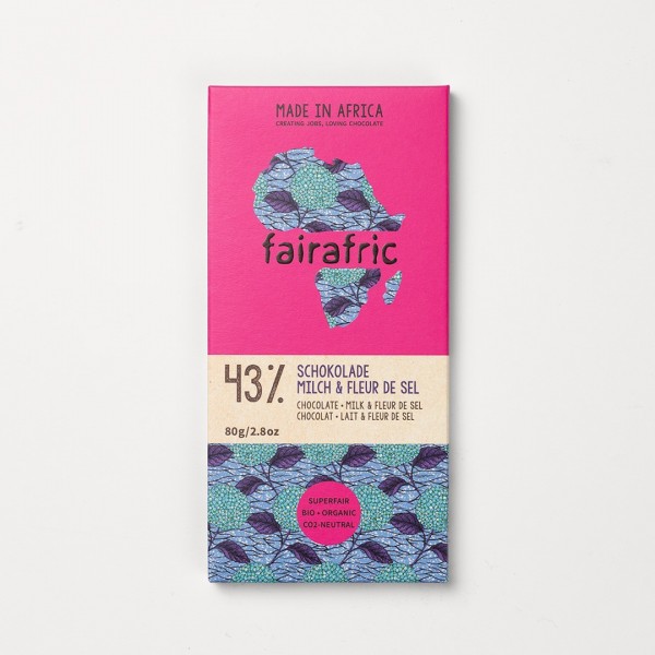 Organic Chocolate 43% Milk Fleur De Sel (80g) made by Fairafric